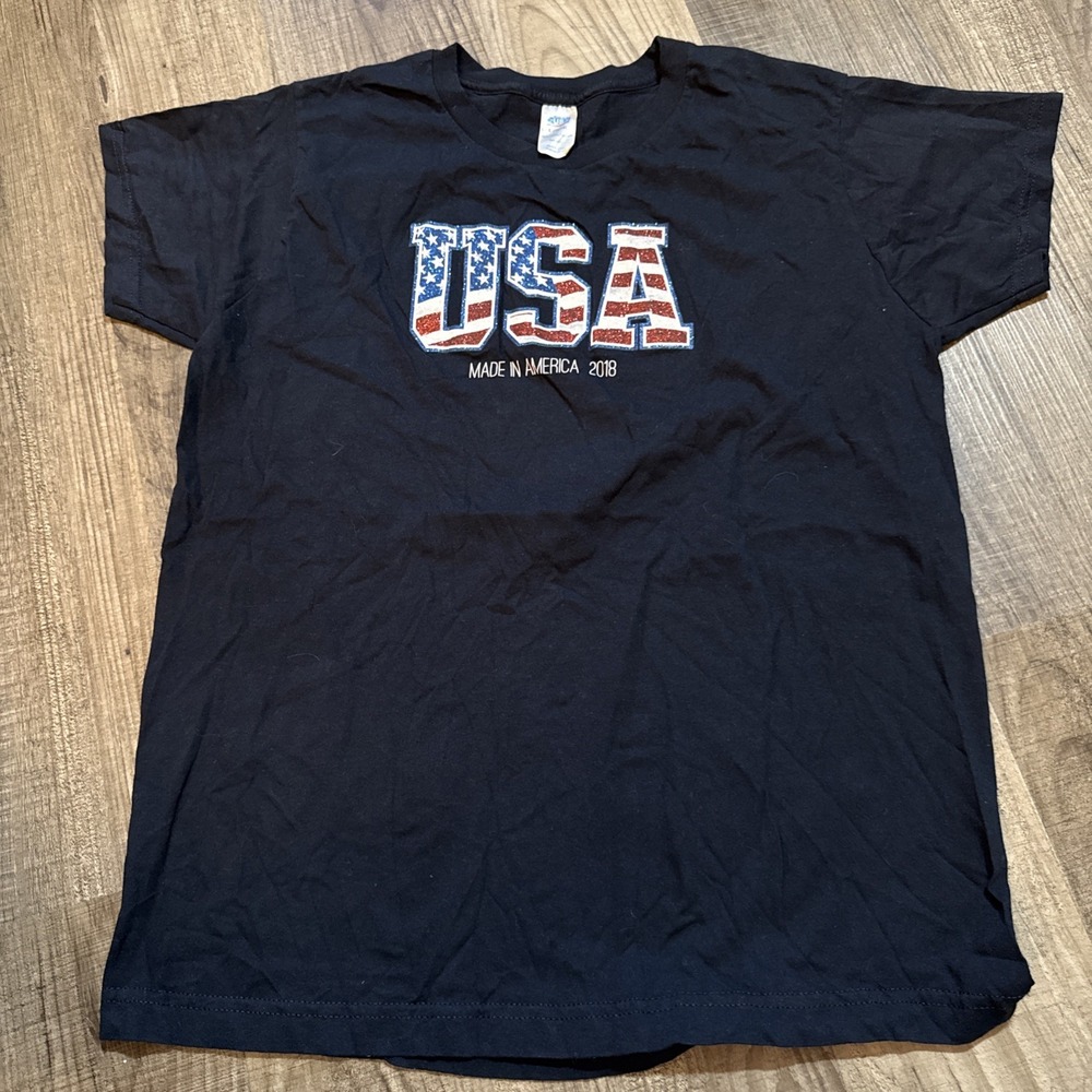 Kids 4th of July USA Graphic Tee Shirt Size 12/14 LARGE Patriotic